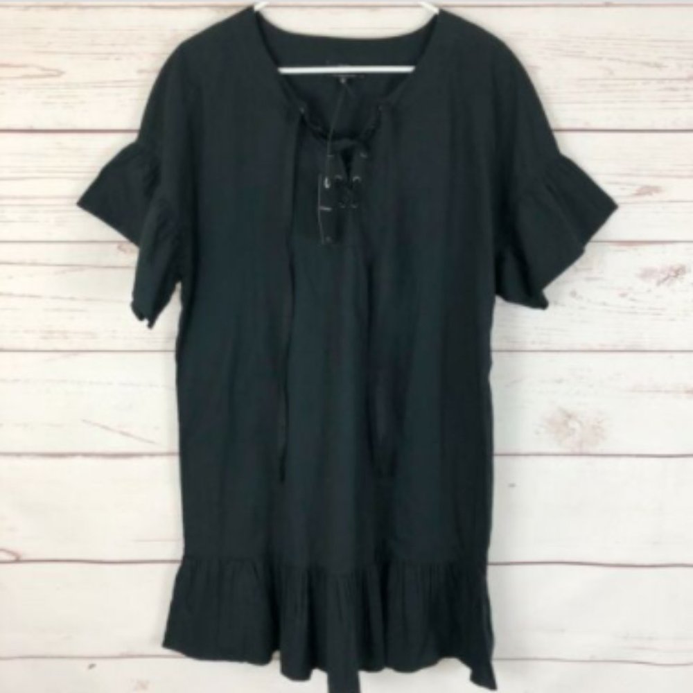 Lucky Brand Shift Dress Lace-Up Flounce Ruffle